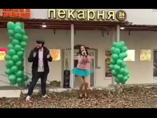 own atmosphere (good mood, humor, funny video, amateur shooting, opening, song, girl dancing and singing, cafe).)